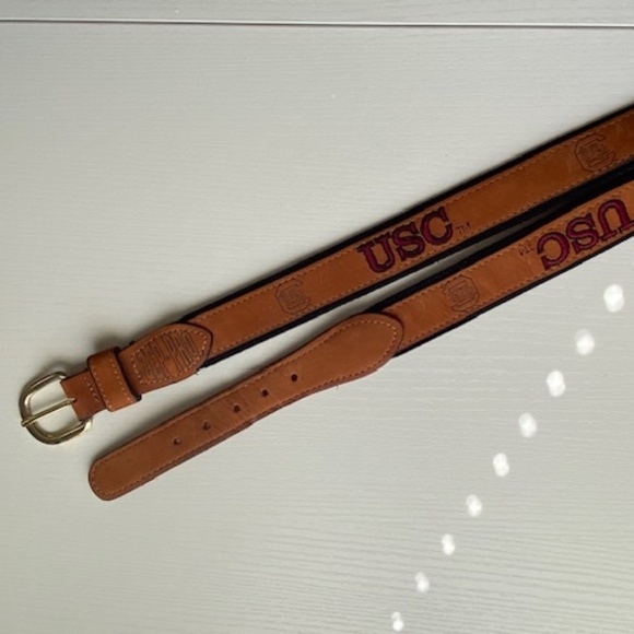 ZEP PRO Leather Canvas Belt USC Logo Embroidery Size 32 - Picture 6 of 11